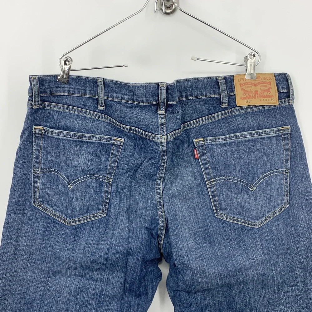 Levis Men Size‎ 40 x 30 Jeans Dark Wash Pants 559 Relaxed Straight Pants Stretch